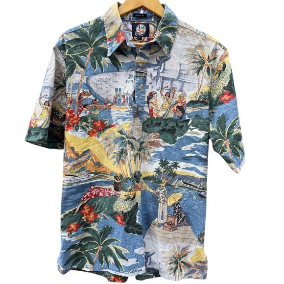 Reyn Spooner Shirt Mens Large USA Made Vintage Hawaii Vacation Travel Reverse - Picture 1 of 7